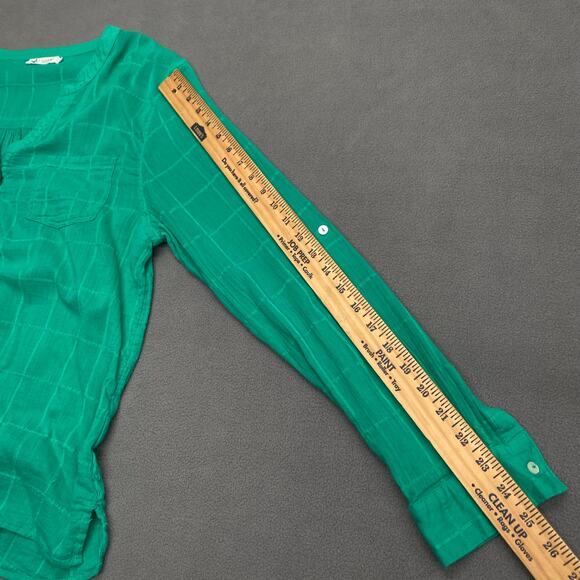 Carve Designs Half Button Down Roll Sleeve Casual Shirt Womens XL Green Sheer - Picture 12 of 14